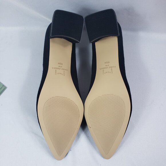 New Marc Fisher Black Suede Pointed Toe Low Block Heel Pumps Yehudi Size 9.5M - Picture 9 of 9